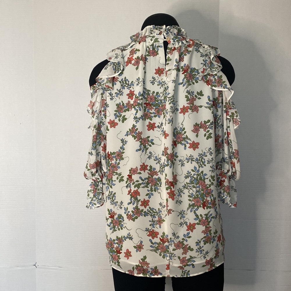 Max Studio Women’s Georgette Cold Floral Top Size XS NWT. - Picture 5 of 12